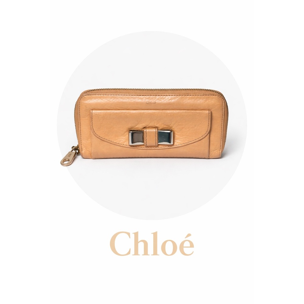 Chloe Zip Around‎ Leather Wallet Tan